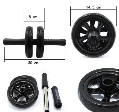 Great-Quality Abs Roller Fitness Equipment Mute Non-slip Double-Wheel Abdominal Wheel Exercise Ab Work Out Gym Muscle
