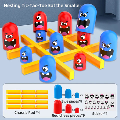 Tic-Tac-Toe Game, Brain Teaser, Family Interaction, Fun Nesting Doll Board Game, Party Game, Christmas