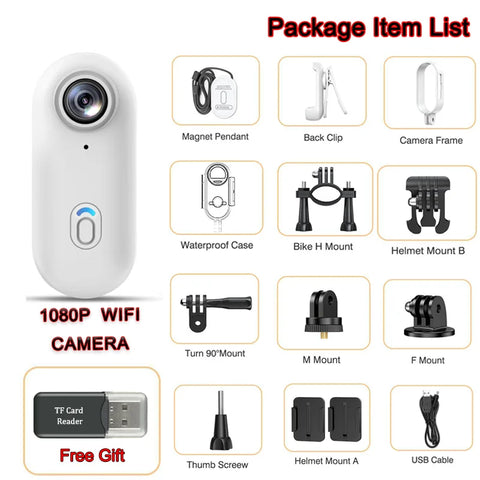 HD Action Camera Mini 4K WiFi Wireless Magnetic Portable POV Cam 1080P  Portable Vlog Video Bodycam for Helmet Motorcycle Sports