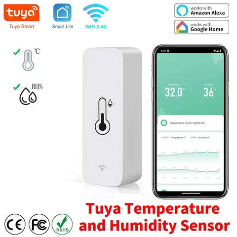 Tuya WiFi Temperature Humidity Sensor Smart Sensor APP Remote Control For Smart Home WorkWith SmartLife Yandex SmartLife Alexa