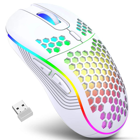 RGB 2.4G Wireless Gaming Mouse RGB Lighting Charging Mouse with Adjustable DPI Ergonomic Honeycomb Design for Desktop Laptop