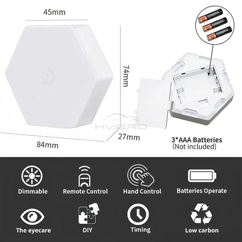 Honeycomb Wall Lamp RGB LED Quantum Wireless Hexagon Touch Sensor Night Light indoor Bedroom Cabinet Decoration remote Control