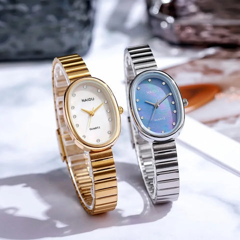 Minimalist Oval Quartz Watch Women Watch Fashion Steel Belt Quartz Casual Wristwatch Gifts Quartz Wristwatch
