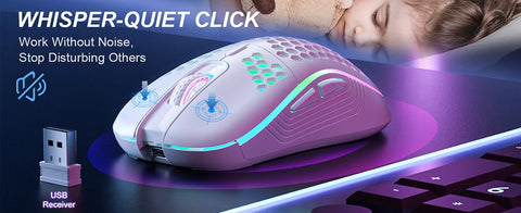 RGB 2.4G Wireless Gaming Mouse RGB Lighting Charging Mouse with Adjustable DPI Ergonomic Honeycomb Design for Desktop Laptop