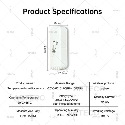 Zigbee Smart Temperature Humidity Sensor Thermometer Real-Time App Remote Mornitoring Control Smart Home Automation Need Gateway