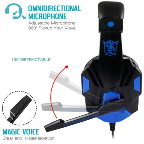 3.5mm Headphone Wired Gaming Headset Earphones Music For Computer With Mic Headset Stereo SVirtual Surround Bass LED Light Gamer
