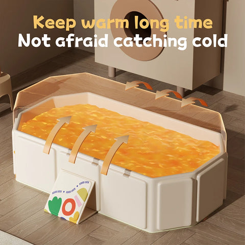 1 PC Of Foldable Children's Bathtub With Non-Slip Base, Easy To Store, Suitable For Small Spaces, White, Indoor And Outdoor U