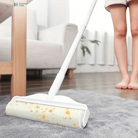 Pet Hair Removal Roller with 49" Adjustable Long Handle – Efficient Lint and Dust Cleaning Tool for Home, Sofa, and Pet Surfaces
