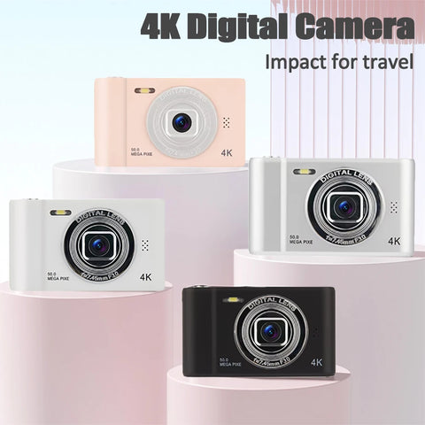 4K Digital Camera Travel Selfie Camara 50 Megapixels HD Zoom Photography 2.4inch Screen Entry-Level Kids Campus Mini Retro Cam