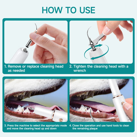 Cat Dog Dental Cleaner For Teeth Tartar Remover Waterproof IPX6 Five Modes Dental Teeth Scaler For Pet Dental Cleaning Equipment