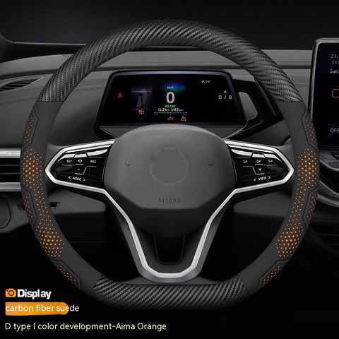 For Volkswagen VW Magotan Arteon Golf GTI Beetle CC Tiguan Bora Santana Carbon fiber Suede Car Steering Wheel Cover Accessories