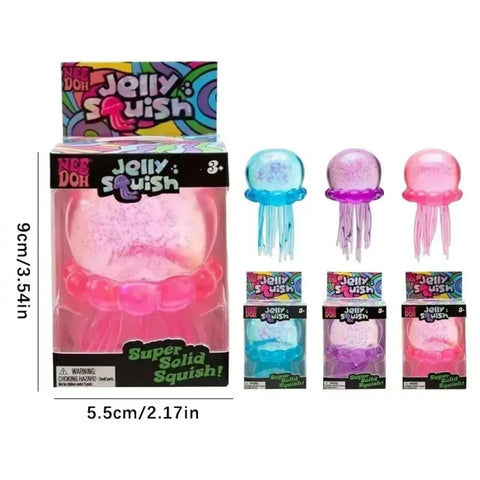 Transparent Glitter Jellyfish Squishy Toy Super Soft TPR Squeeze Stress Ball Sensory Fidget Toy for Anxiety Relief