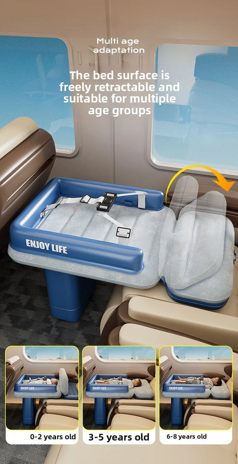 Inflatable Toddler Airplane Bed & Car Seat Extender Portable Kids Travel Mattress for Flying & Road Trips Sleeping Cushion