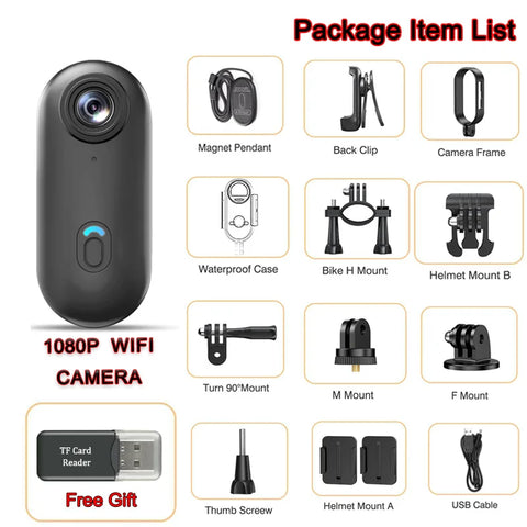 HD Action Camera Mini 4K WiFi Wireless Magnetic Portable POV Cam 1080P  Portable Vlog Video Bodycam for Helmet Motorcycle Sports
