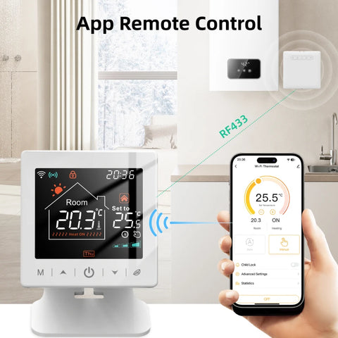 Tuya smart wifi thermostat RF433 wireless floor heating water/gas boiler home temperature remote control battery powered alexa