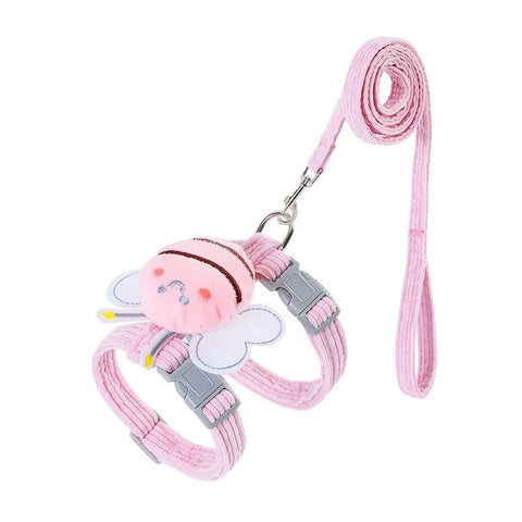 Cat Harness Leash Set Adjustable Mesh Dog Harness Cartoon Vest Puppy Pet Walking Lead Leash for Small Medium Dogs Cats Kitten