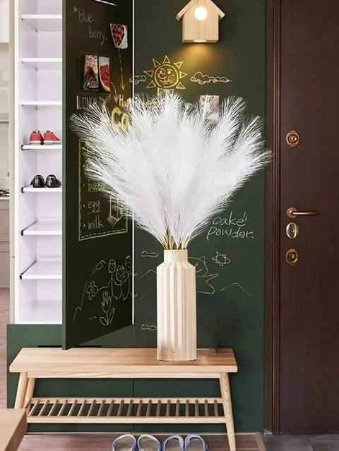 5/10/20pcs White Artificial Reeds,Tall Plush Faux Grass,Pampas Tree Branches For Room Decoration,Wedding Party Decoration