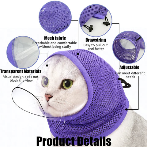 Cat Head Cover Adjustable Birth Control  Surgery Prevent Random Licking Mouthpiece Breathable Cat Mask