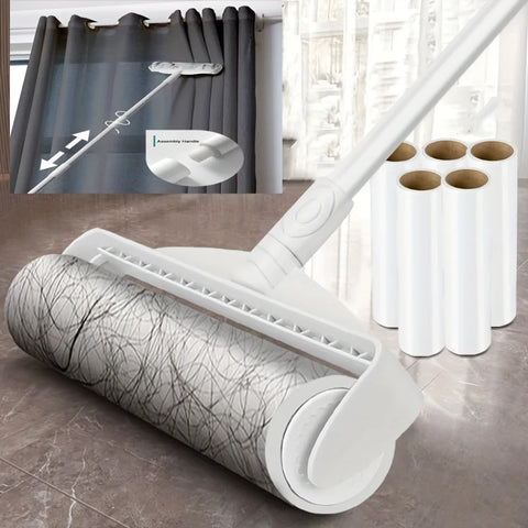 Pet Hair Removal Roller with 49" Adjustable Long Handle – Efficient Lint and Dust Cleaning Tool for Home, Sofa, and Pet Surfaces