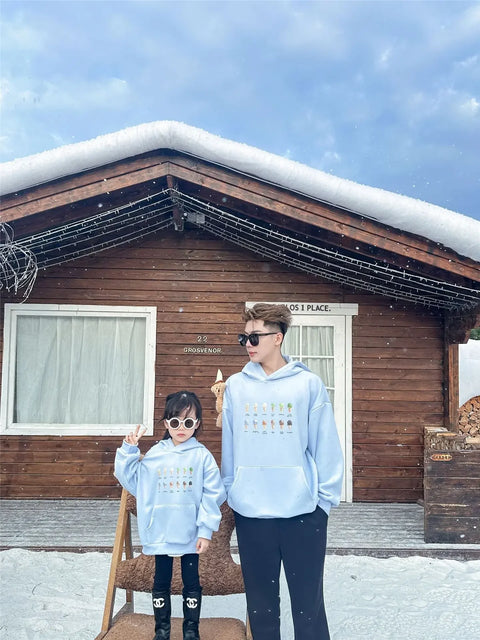 Hooded  Matching Warm Mom Dad Daughter Son Matching Top Clothing Sweatshirts Babyfor The Whole Family Romper Spring Hoodies