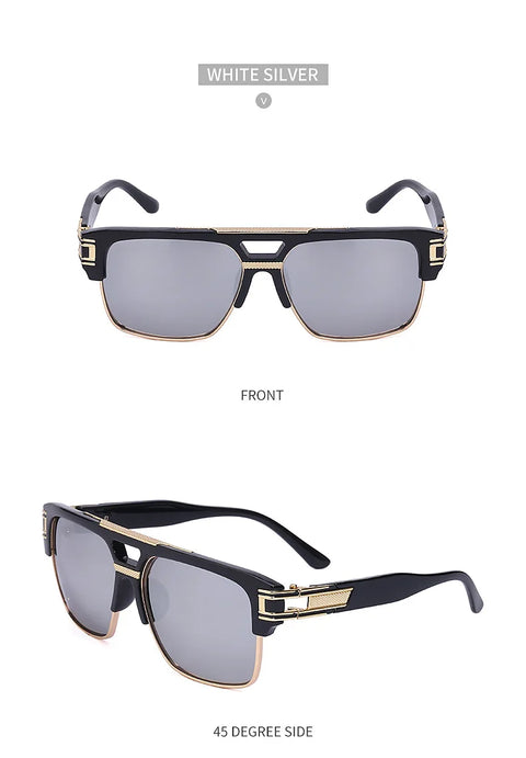 Luxury Stylish Brand Men Sunglasses Hot Designer Square Metal Sun Glasses Classic Fashion Driving Alpha Shades UV400