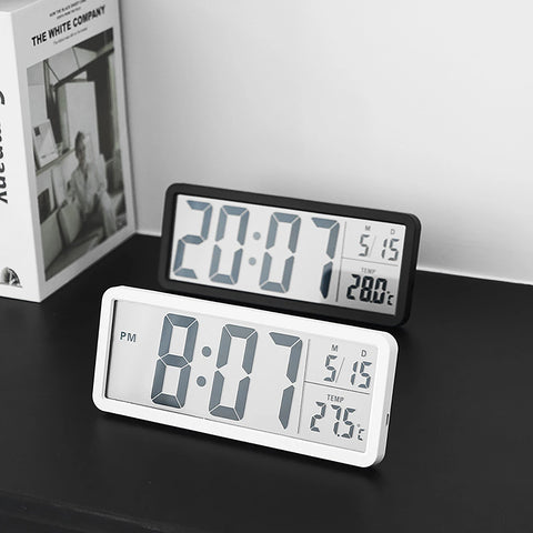 Digital Wall Clock Electronic Wall Mounted LCD Disply Clocks Multifunctional Temperature and Time Week Display Battery Powered