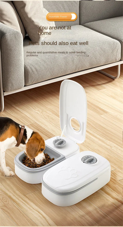Smart Pet Feeder with Timer Automatic Food Dispenser for Cats Dogs Dry Wet Food Dual Meal Separation Puppy Kitten Feeding