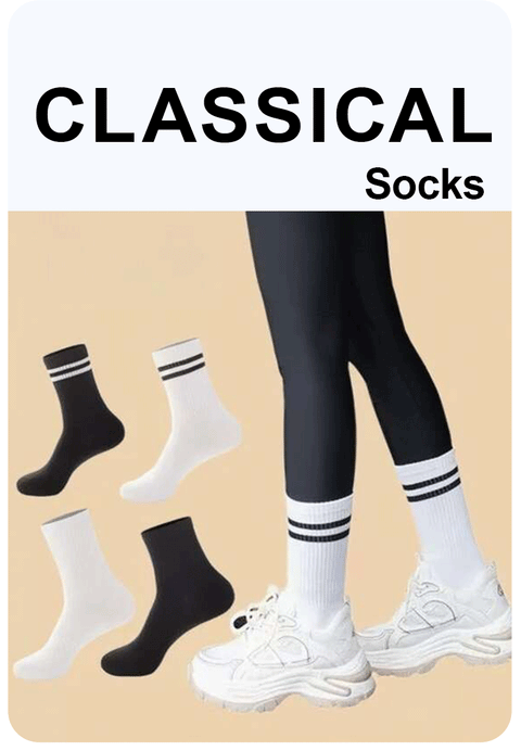4 Pairs Versatile Women's Socks Simplicity Parallel Bar Pattern Fashion Breathable Autumn High Quality Women's Mid Length Socks