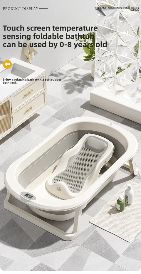 Foldable Portable Baby Bathtub Collapsible Infant Bath Tub Newborn Toddler Large Non Slip Bath Seat Home Travel Space Saver