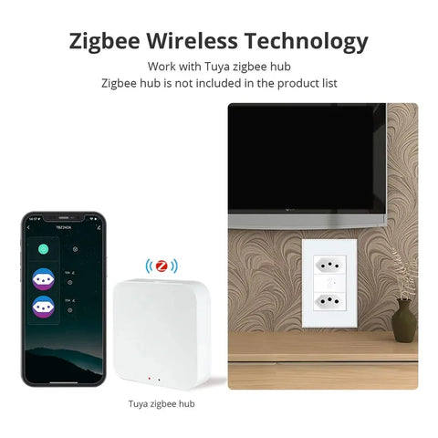 Zemismart Zigbee Brazil Socket Work with Tuya Smart  Life 10A 20A Brazil Outlets Alexa Google Home Control