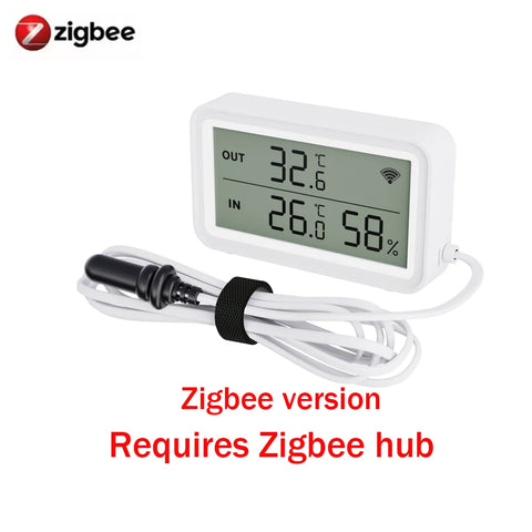 Tuya Zigbee WiFi Temperature Humidity Sensor with External Probe Thermometer Hygrometer APP Remote Control Workwith SmartLife