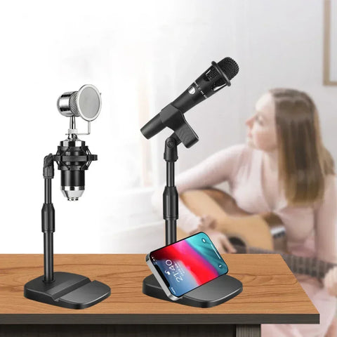 Multifunction Microphone Stand Desktop Tripod Table Stand Adjustable Mic Stand Mic Clip Holder Bracket With Base Brackets