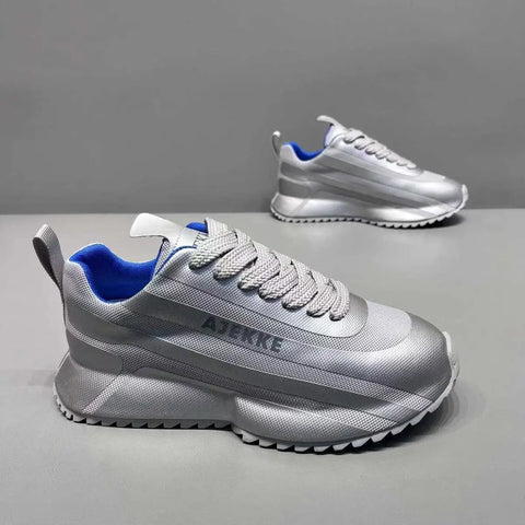 Chunky Sneakers Men Designer Soft Sole Sport Shoes Fashion Casual Leather Fabric Mesh Breathable Height Increased Platform Shoes