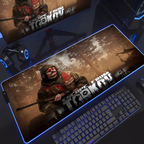 RGB Large Gaming Mouse Pad With Backlit Escape From Tarkov Mousepad PC Non-slip Rubber Desk Mat Computer Gamer Keyboard LED Rug