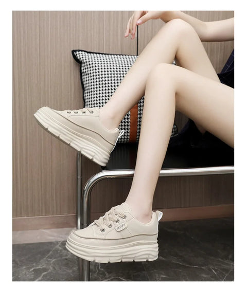 Chunky Sneakers Women 2025Spring Platform Designer Casual Shoes Comfortable Softsole Waterproof Vulcanize Shoes Zapatillas Mujer