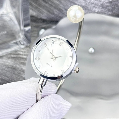 Minimalist Women Pearl Bracelet Watch Rhinestone Small Dial Quartz Wristwatch Luxury Design Elegant Ladies Clock Gifts