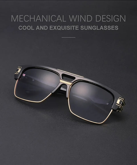 Luxury Stylish Brand Men Sunglasses Hot Designer Square Metal Sun Glasses Classic Fashion Driving Alpha Shades UV400