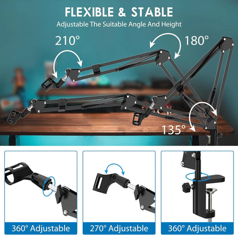 Professional Flexible Desktop Microphone Adjustable Suspension Scissor Boom Arm Stand for SM7B AM8 A8 A6V K658 K688 K669 Mic