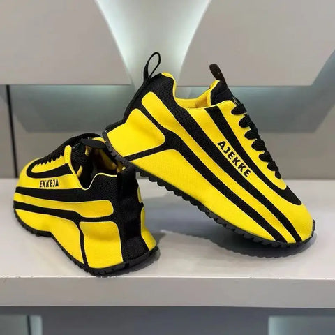 Chunky Sneakers Men Designer Soft Sole Sport Shoes Fashion Casual Leather Fabric Mesh Breathable Height Increased Platform Shoes