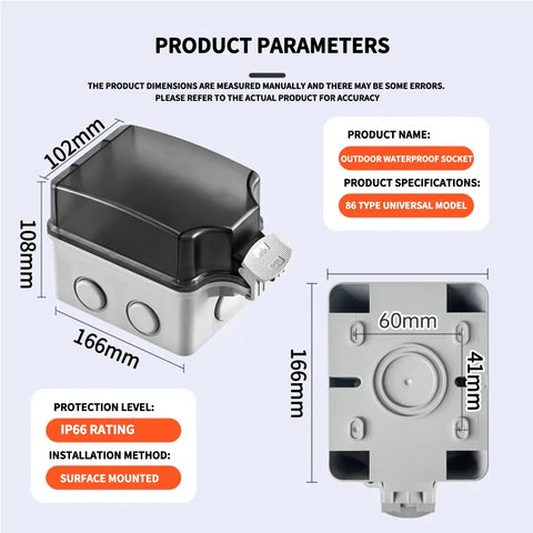 IP66 Waterproof ABS Plastic Junction Box - Gray for Outdoor Power Distributionoutdoor rainstorm proof