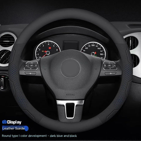 For Volkswagen VW Magotan Arteon Golf GTI Beetle CC Tiguan Bora Santana Carbon fiber Suede Car Steering Wheel Cover Accessories