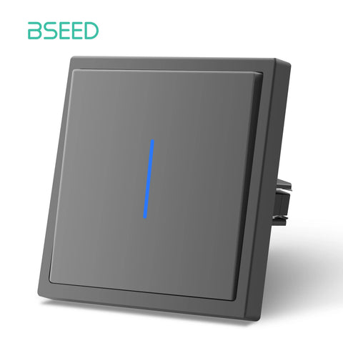 BSEED 1/2Gang Wall Light Switch Mechanical Buttons Switch 1Way EU Standard Plastic Frames LED Indicator Quick Wire Connection