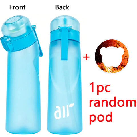 1pc Air Water Bottle With 1pc Random Flavor Pod Sports Fashion Straw Plastic Cup Leak Proof for Outdoor Sports Fitness