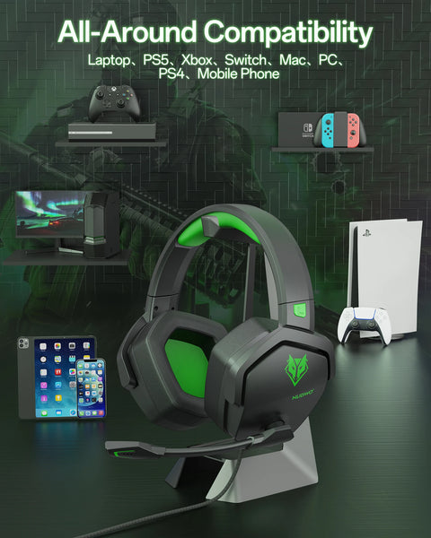 NUBWO N16 Gaming Headset - Noise Canceling Mic, Stereo Sound, and Comfortable Design Gaming Headphones for PS5, PS4, Xbox One