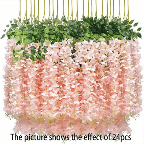 12pcs Wisteria Vine Artificial Flowers Wholesale Trailing Fake String for Home Wedding Party Decor Silk