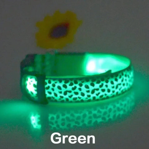 Adjustable Luminous LED Dog Collar Bright Nylon Collar Night Safety Pet Accessory for Dogs