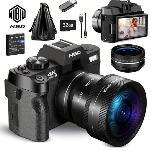 NBD Compact Digital Photography Camera4K Wireless Network Camera Retro Vlog Recorder YouTube 48MP Camera 3"flip Screen