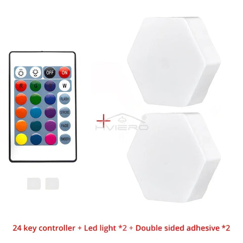 Honeycomb Wall Lamp RGB LED Quantum Wireless Hexagon Touch Sensor Night Light indoor Bedroom Cabinet Decoration remote Control