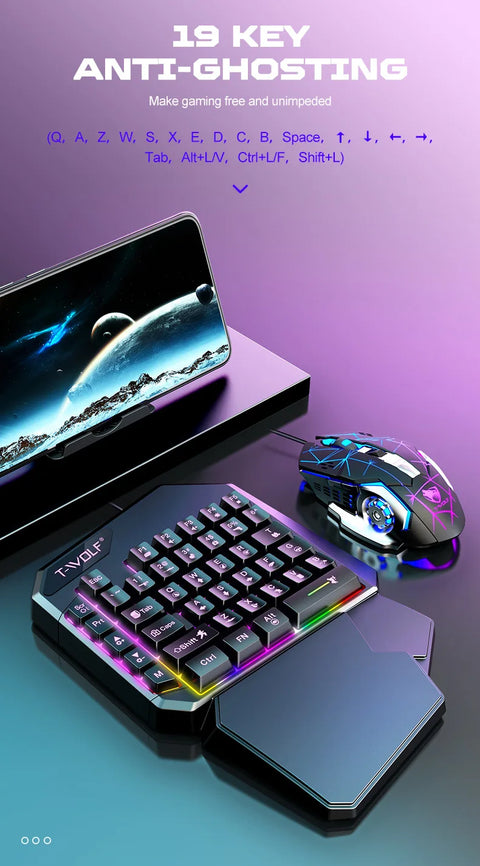 Mechanical Gaming Keyboard Kit 5 In 1 Set One Hand Keyboard 5D Mechanical Gamer Mouse Converter Mobile Game Pro Converter
