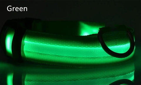 Dog Collar LED Light Electronic Night Safety Anti-Lost Nylon Adjustable Luminous Glowing Collar For Dogs Cats Pet Products Xs-XL